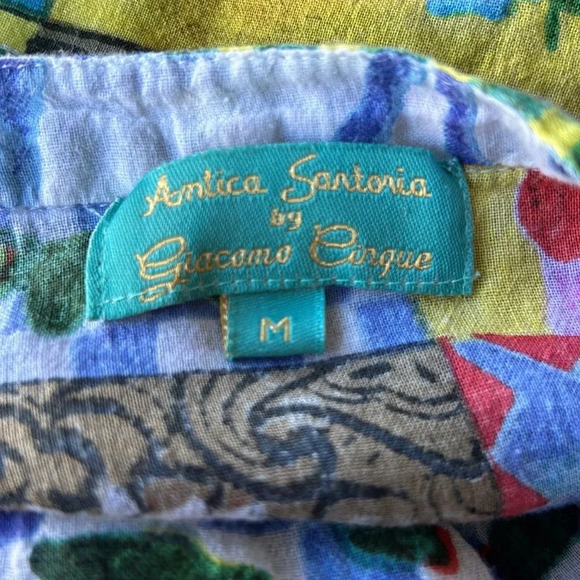 Antica Sartoria button tunic dress coverup vivid colorful excellent Size M - Picture 6 of 7